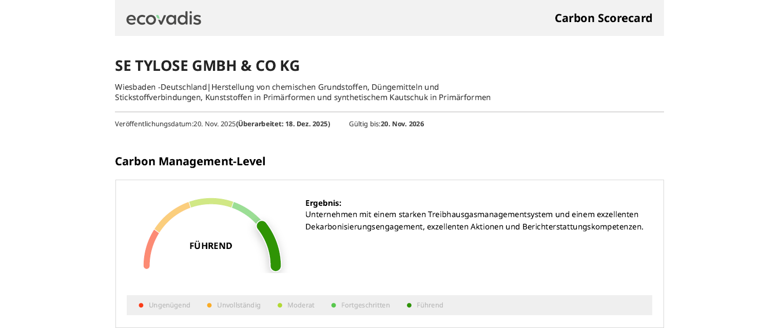 EcoVadis Carbon-Scorecard 2025 de